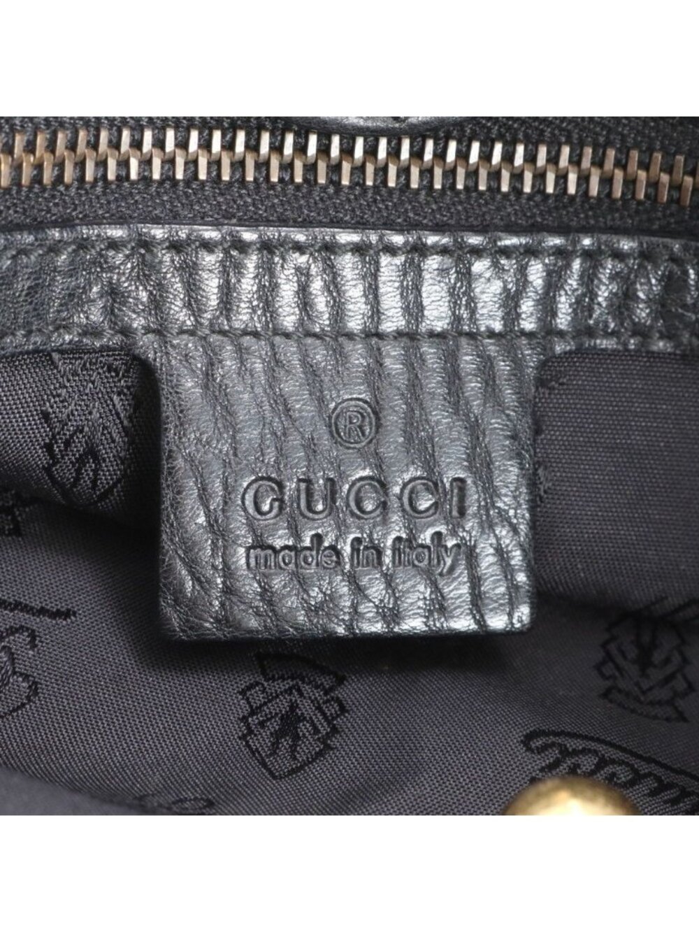 ★SOLD★ Gucci Bab Shuka Emblem Leather Tote Shoulder Hand Black - Picture 9 of 10